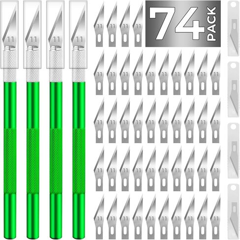 JTIEO Exacto Knife Hobby Knife 74 Pack with 4 Upgrade Sharp Hobby Knives and 70 Spare Exacto Knife Blades for Art, Scrapbooking,Stencil in Saudi Arabia