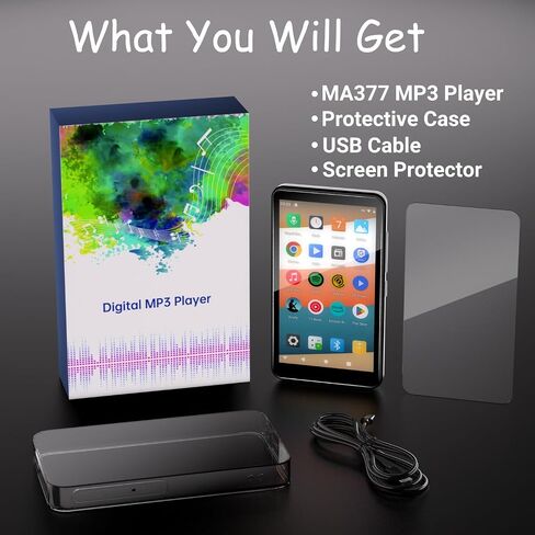 مشغل MP3 32GB مع بلوتوث 5.0 - مشغل MP3 رقمي ايوورث محمول بدون فقدان موسيقى للاطفال مع راديو اف ام ومكبر صوت HD للرياضة والجري وازرار لمس بهيكل معدني خفيف للغاية in Kuwait