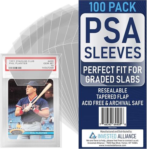 Invested Alliance PSA Slab Sleeves for Graded Cards | PSA Exact Fit Graded Card Sleeves, Resealable Slab Protector for TCG Collectors - Sports, Trading & Gaming. in Kuwait
