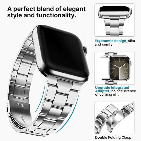 Fullmosa لا حاجة لأي أدوات متوافقة مع سوار ساعة Apple 41/45/44/40/42/38 ملم، سوار iWatch من الفولاذ المقاوم للصدأ مع حافظة لساعة Apple Series 8/7/6/5/4/3/2/1/SE2/SE، 41 ملم 40 ملم 38 ملم ذهبي وردي in Kuwait