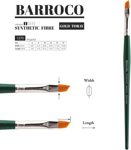 Escoda Barroco Series 1570 Artist Watercolor & Acrylic Paint Brush, Synthetic Gold Taklon Filament, Angle, Size 10 in Kuwait