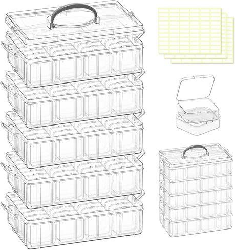 DILIBRA Bead Organizer Box, 5-Tier Stackable 140 Pcs Craft Storage Boxes in Saudi Arabia