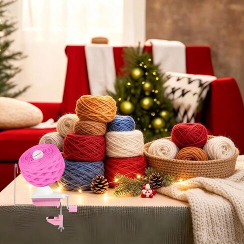 Ayasee Yarn Ball Winder, Yarn Winder for Crocheting Spinner Knitting Hand Operated Storage + 53 Pieces Stitch Knitting Needles + 1 Pieces Scissors (Pink) in Saudi Arabia