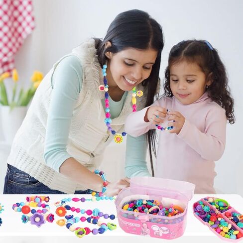 BIRANCO. Pop Beads, Jewelry Making Kit - Arts and Crafts for Girls 3-7 Years Old, Snap Beads Toys - Necklace, Bracelet, Ring Creative DIY Set - 520 pcs in Kuwait