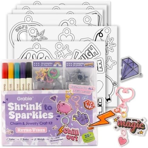 Grabie Shrink Art Craft Kit of 25+ Shapes, Markers & Charms, Bloom Post in Saudi Arabia