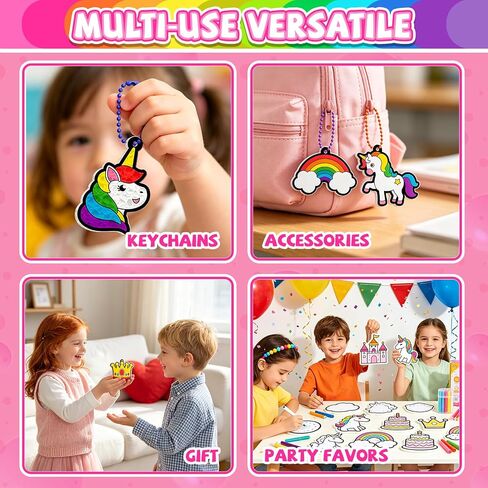 Magic Foam 3D Art Kit-15pcs Unicorns & Princesses Keychain Making kit, Mess-Free Arts & Crafts for Kids, Party Favors ,Travel Toys Activities,Birthday Gifts for Girls Boys Ages 4, 5, 6, 7, 8, 9, 10 in Kuwait