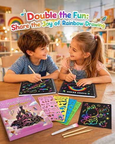 2 Pack Scratch Art Paper Notebooks Set: Arts and Crafts Supplies for Kids in Kuwait