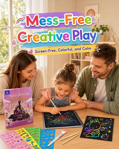 2 Pack Scratch Art Paper Notebooks Set: Arts and Crafts Supplies for Kids in Kuwait
