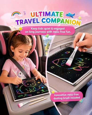 2 Pack Scratch Art Paper Notebooks Set: Arts and Crafts Supplies for Kids in Kuwait