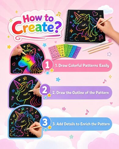 2 Pack Scratch Art Paper Notebooks Set: Arts and Crafts Supplies for Kids in Kuwait