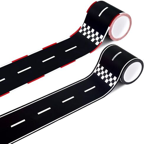 WNINK 2 Rolls Red Race Track Tape, Kids Race Car Stickers, Race Car Track Decorations, 2.4 Inch Wide, 2 X 33 FT Long, Easy Tear, No Residue for Kids Birthday Gift and Racing Party Decoration in Saudi Arabia