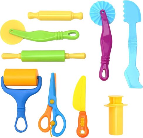 9 PCS Craft Dough Tool Set for Kids, Modeling Clay Tools with Rolling Pin and Scissors, Dough Sculpting Accessories Kit for Toddlers, Arts & Crafts Supplies for Creative Play in Saudi Arabia
