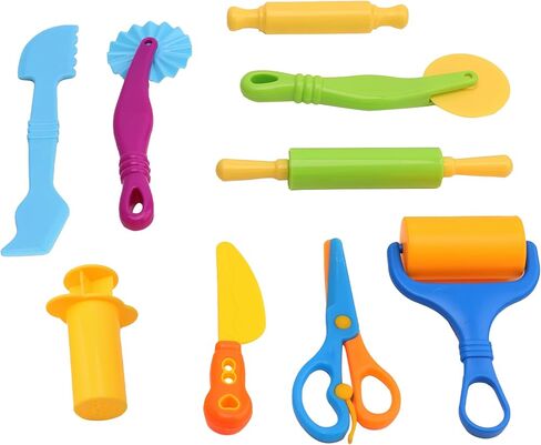 9 PCS Craft Dough Tool Set for Kids, Modeling Clay Tools with Rolling Pin and Scissors, Dough Sculpting Accessories Kit for Toddlers, Arts & Crafts Supplies for Creative Play in Saudi Arabia