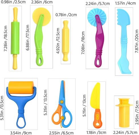 9 PCS Craft Dough Tool Set for Kids, Modeling Clay Tools with Rolling Pin and Scissors, Dough Sculpting Accessories Kit for Toddlers, Arts & Crafts Supplies for Creative Play in Saudi Arabia