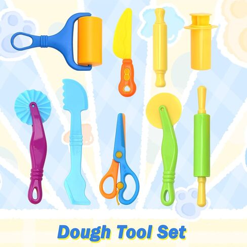 9 PCS Craft Dough Tool Set for Kids, Modeling Clay Tools with Rolling Pin and Scissors, Dough Sculpting Accessories Kit for Toddlers, Arts & Crafts Supplies for Creative Play in Saudi Arabia