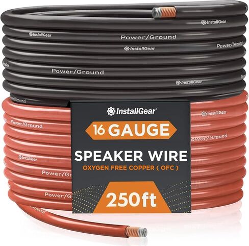 InstallGear 12 Gauge Speaker Wire 100ft - Deoxidized Copper OFC Speaker Wires 12 Gauge - Flexible Wire Cable with Polarity Marking - Soft Touch 12 AWG Wire for Audio, Amp and Home Theater Use - Brown in Saudi Arabia
