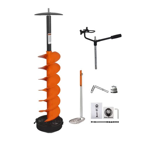 Hardware Lite E-Drill Combo, Cordless Nylon Ice Drill Auger 8" Dia. W/ICE Scoop Chipper/Universal Drill Adapter/Ice Fishing Rod Rack and 1 Set REPLACMENT Blades in Kuwait