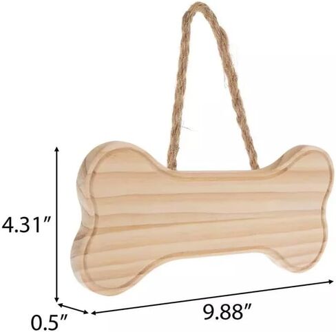 Bone Unfinished Wood Hanging Wall Decor Sign Plaque - 4.31 x 9.88 Inches in Kuwait