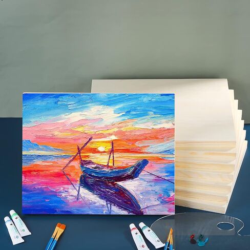 ADXCO 8 Pack Wood Panels 11 x 14 inch Wooden Canvas Board Unfinished Wooden Panel Boards for Painting, Arts, Pouring Use with Oils, Acrylics in Kuwait