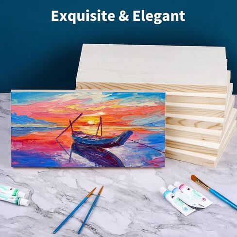 ADXCO 8 Pack Wood Panels 6 x 12 inch Wooden Canvas Board Unfinished Wooden Panel Boards for Painting, Arts, Pouring Use with Oils, Acrylics in Saudi Arabia