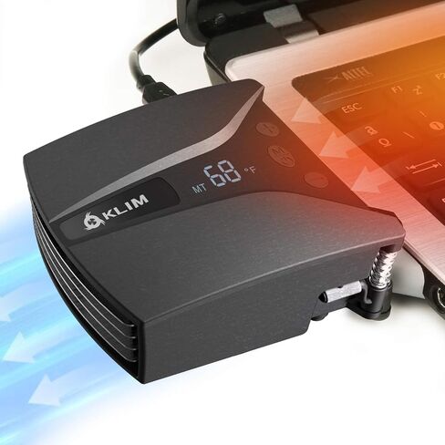 KLIM Tempest Laptop Cooler with Vacuum Fan - New 2023 - Gaming Laptop fan with Display - Temperature Detection + Automatic/Manual Mode - 4000 RPM - Portable - Compatible with Laptop Cooling Pads in Saudi Arabia