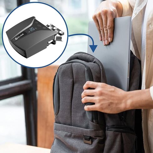 KLIM Tempest Laptop Cooler with Vacuum Fan - New 2023 - Gaming Laptop fan with Display - Temperature Detection + Automatic/Manual Mode - 4000 RPM - Portable - Compatible with Laptop Cooling Pads in Saudi Arabia