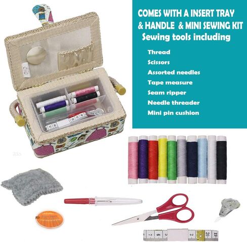 D&D Small Sewing Basket with Sewing Kit Accessories for Girls/Kids/Beginners (Multicolored) in Saudi Arabia