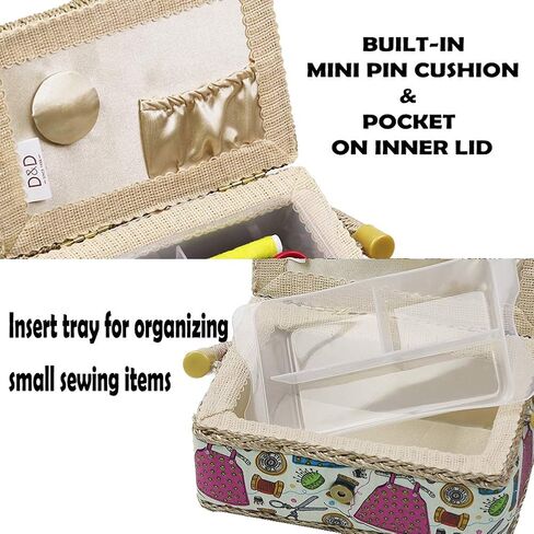 D&D Small Sewing Basket with Sewing Kit Accessories for Girls/Kids/Beginners (Multicolored) in Saudi Arabia