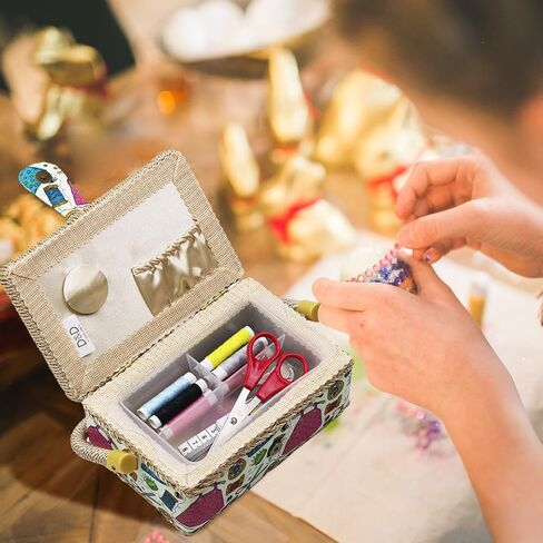 D&D Small Sewing Basket with Sewing Kit Accessories for Girls/Kids/Beginners (Multicolored) in Saudi Arabia