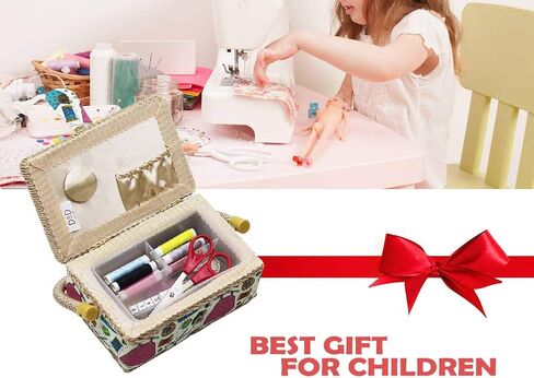 D&D Small Sewing Basket with Sewing Kit Accessories for Girls/Kids/Beginners (Multicolored) in Saudi Arabia