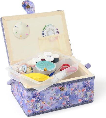 Medium Sewing Basket with Accessories, Sewing Supplies Storage (Bean Green) in Saudi Arabia