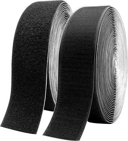 2 Inch x33 Feet Adhesive Hook and Loop Tape,Nylon Heavy Duty Tape Fasteners,Black Double Sided Self Adhesive Interlocking Tape Can Be Used to Fix Screen Window Sofa Cushions Carpet Wall Hanging in Kuwait