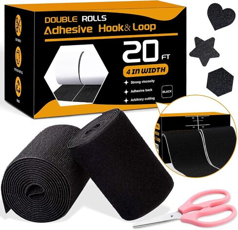 32 Ft × 1 Inch Hook and Loop Strips with Adhesive, Nylon, 2 Rolls White in Saudi Arabia