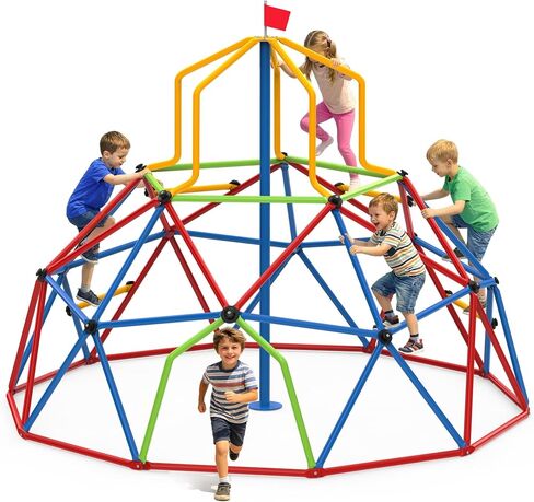 Zupapa 10FT Climbing Dome with Tower, Outdoor Jungle Gym for Kids with Climbing Grip - Geometric Dome Climber Supports 1200LBS Outdoor Playset and Easy Assembly Outdoor Play Equipment in Saudi Arabia