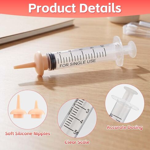Pet Feeding Syringe, 2 Pcs Puppy Kitten Nursing Syringe with 10 Pcs Nipple, Silicone Feeding Tools for Newborn Animals Puppies Cat Dog Rabbits in Kuwait