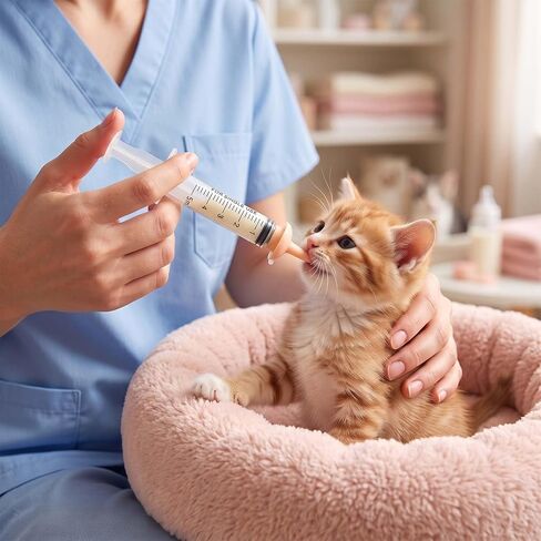 Pet Feeding Syringe, 2 Pcs Puppy Kitten Nursing Syringe with 10 Pcs Nipple, Silicone Feeding Tools for Newborn Animals Puppies Cat Dog Rabbits in Kuwait