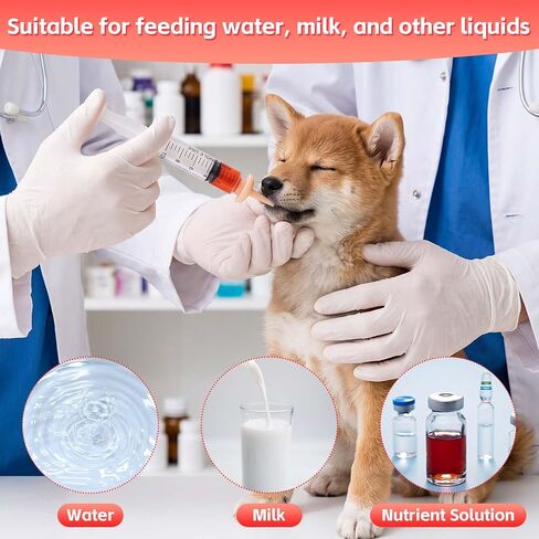 Pet Feeding Syringe, 2 Pcs Puppy Kitten Nursing Syringe with 10 Pcs Nipple, Silicone Feeding Tools for Newborn Animals Puppies Cat Dog Rabbits in Kuwait