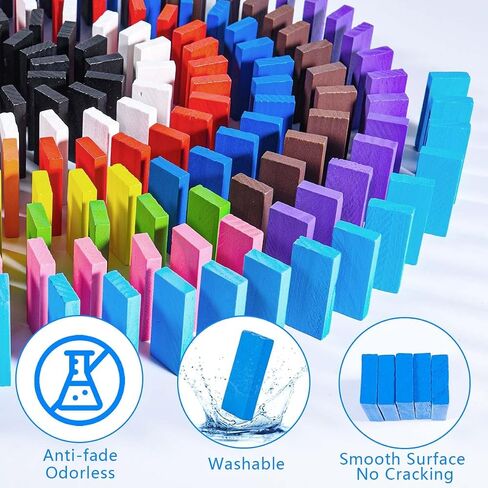 OBTANIM 600 Pcs Colorful Wooden Domino Blocks Set Tile Bulk Building Racing Stacking Games Educational Toys for Kids Birthday Party Favor in Kuwait