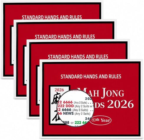 Mahjong Rule Cards 2026 Version - Large Print & Easy to Read, 4 Pack (Red) in Kuwait