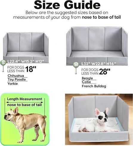 Dog Litter Box with High Walls, 22" Pee Pad Holder Foldable, Indoor Dog Potty Tray for Puppy Dogs, No Assembly, No Spill, Waterproof, Easy to Clean, Portable for Travel in Kuwait
