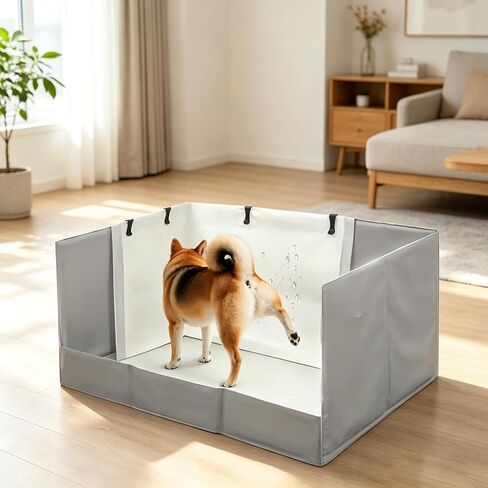 Dog Litter Box with High Walls, 22" Pee Pad Holder Foldable, Indoor Dog Potty Tray for Puppy Dogs, No Assembly, No Spill, Waterproof, Easy to Clean, Portable for Travel in Kuwait