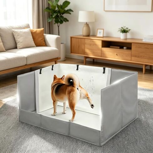 Dog Litter Box with High Walls, 22" Pee Pad Holder Foldable, Indoor Dog Potty Tray for Puppy Dogs, No Assembly, No Spill, Waterproof, Easy to Clean, Portable for Travel in Kuwait