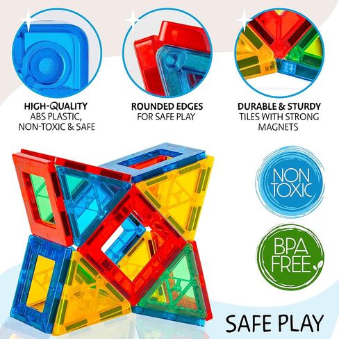SUNNY AUNTIE 125PCS Magnetic Tiles for Kids Ages 4-8, STEM Building Toys in Kuwait