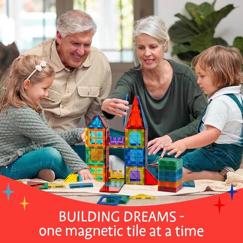 SUNNY AUNTIE 125PCS Magnetic Tiles for Kids Ages 4-8, STEM Building Toys in Kuwait