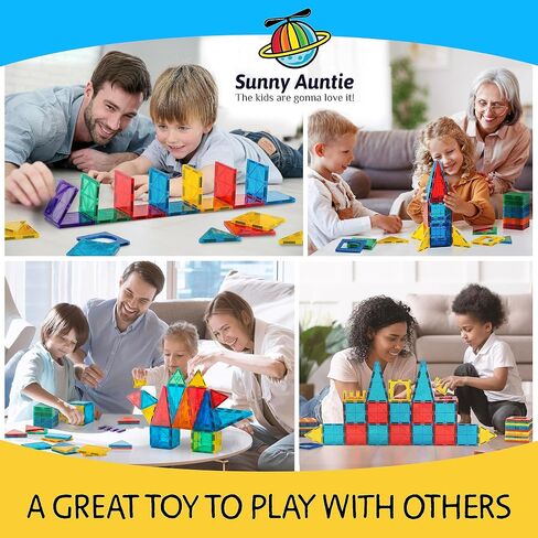SUNNY AUNTIE 125PCS Magnetic Tiles for Kids Ages 4-8, STEM Building Toys in Kuwait