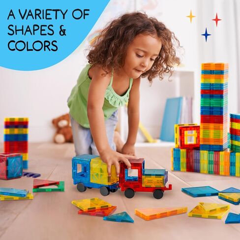 SUNNY AUNTIE 125PCS Magnetic Tiles for Kids Ages 4-8, STEM Building Toys in Kuwait