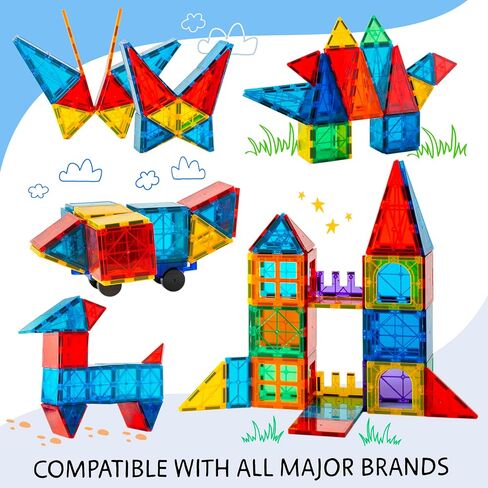 SUNNY AUNTIE 125PCS Magnetic Tiles for Kids Ages 4-8, STEM Building Toys in Kuwait