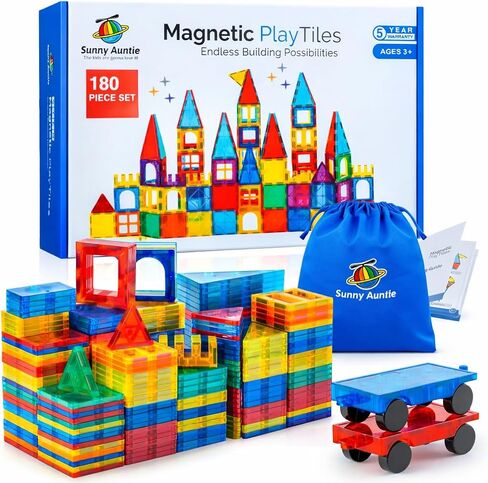 SUNNY AUNTIE 125PCS Magnetic Tiles for Kids Ages 4-8, STEM Building Toys in Kuwait