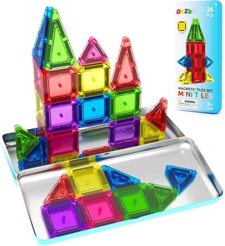 Magnetic Tiles Mini Travel Toddler Set, Magnetic Blocks Building Kids Toys & Games, Montessori Preschool Classroom Must Haves Educational Learning Sensory Toys for 3+ Year Old Boys Girls Birthday Gift in Kuwait