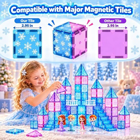 GobiDex 100PCS Magnetic Tiles Princess Castle Set with 4 Dolls & Stairs in Saudi Arabia